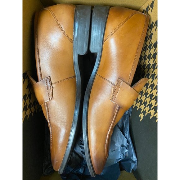 Thomas & Vine Men's Bishop Leather Memory Foam Loafers Cognac 10.5M Pre-Owned - Picture 3 of 6